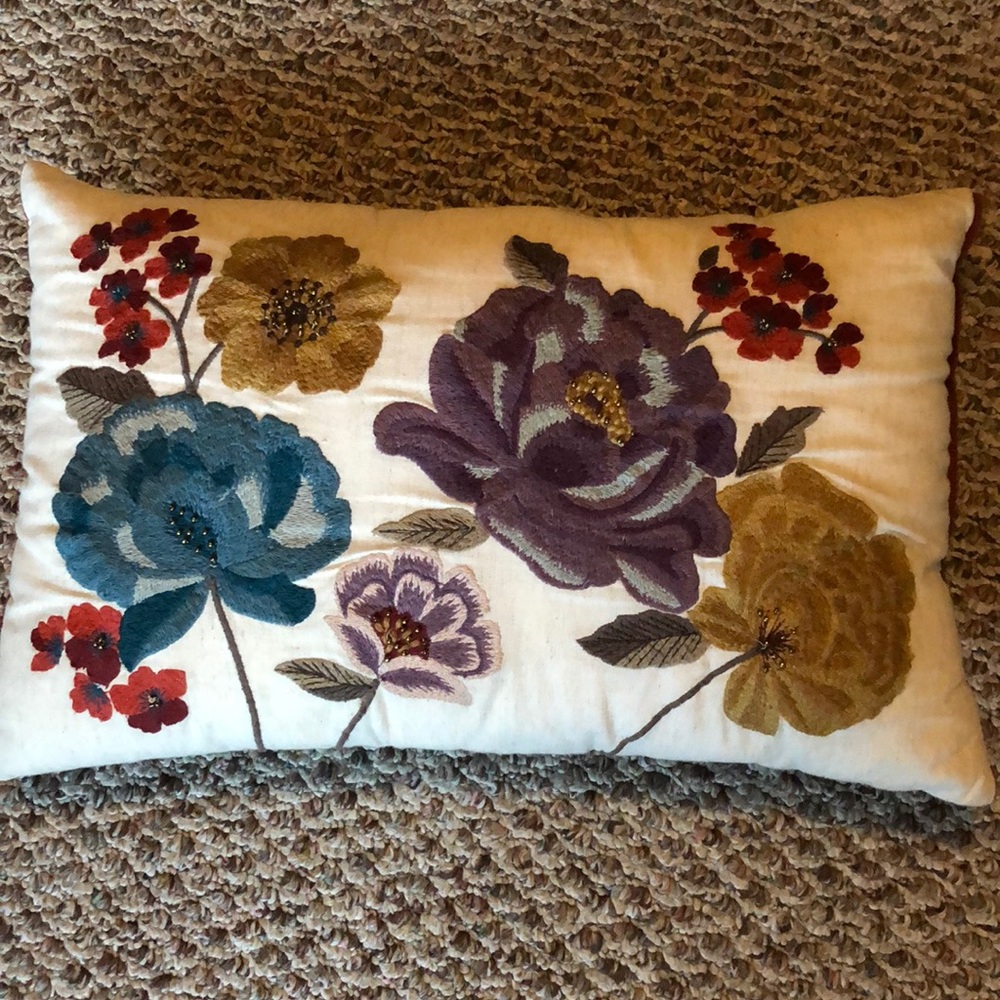 New, Pier 1 embroidered throw pillow